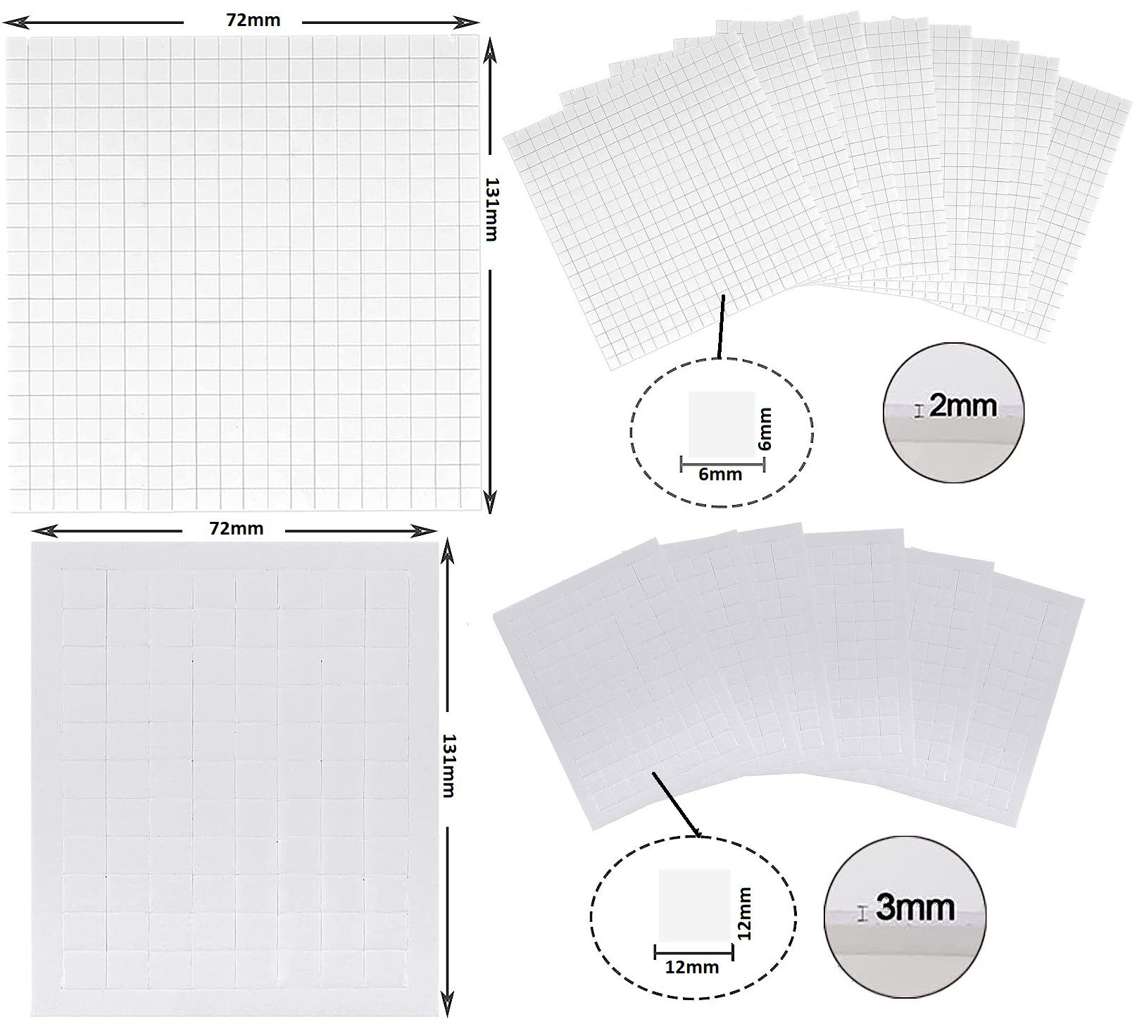 Adhesivo Foam 6x6-12x12mm Blancos